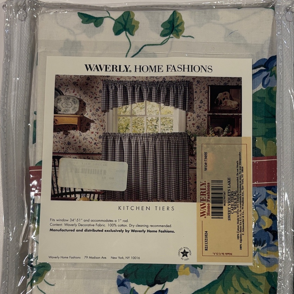 Waverly Floral Curtains, Kitchen Tiers, set of 3, Sweet Violets Lake